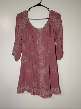 Bailey Blue Dusty Rose Floral Peasant Tunic